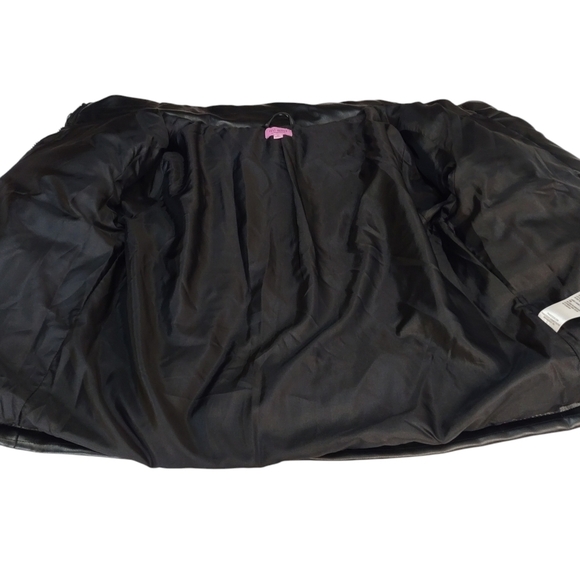Mi Ami For Francesca's Women's Black Faux Leather Puffer Jacket Size Medium - Picture 7 of 10